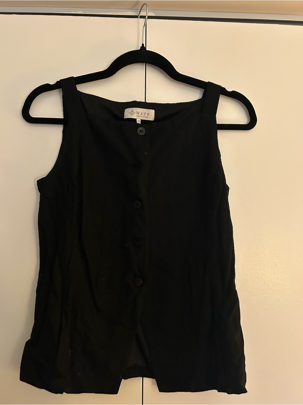 Wayf Black Button-Front Square Neck Tank Top
